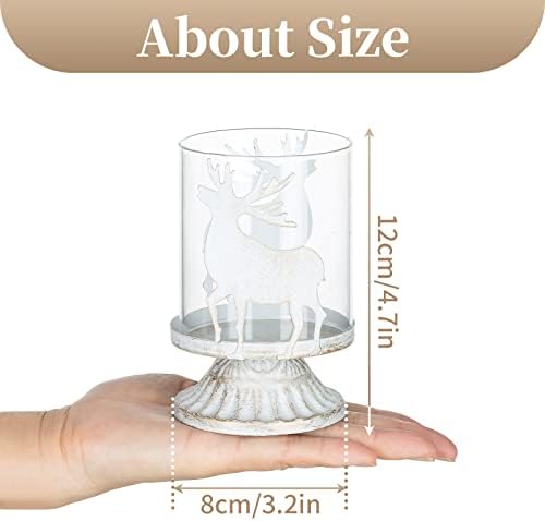 Vintage Metal Deer Candle Holders Set of 2 – Distressed Antique Christmas Centerpieces