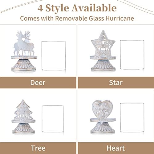 Vintage Metal Deer Candle Holders Set of 2 – Distressed Antique Christmas Centerpieces