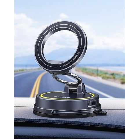 Magnetic Car Phone Holder 2025 – Vacuum Suction Mount 360° Adjustable for iPhone & Android