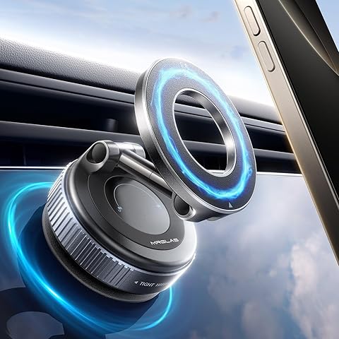 Magnetic Car Phone Holder 2025 – Vacuum Suction Mount 360° Adjustable for iPhone & Android