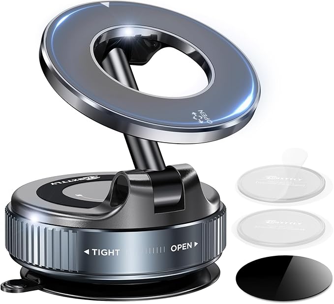 Magnetic Car Phone Holder 2025 – Vacuum Suction Mount 360° Adjustable for iPhone & Android