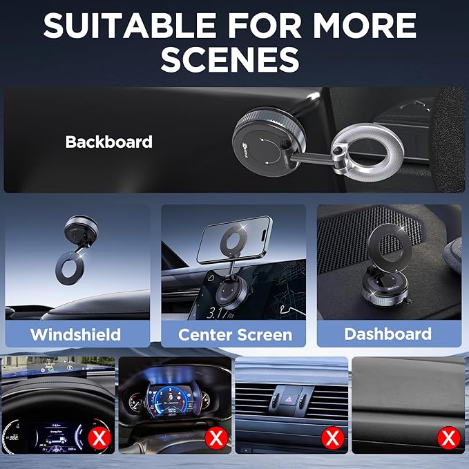 Magnetic Car Phone Holder 2025 – Vacuum Suction Mount 360° Adjustable for iPhone & Android