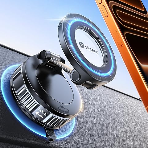 Magnetic Car Phone Holder 2025 – Vacuum Suction Mount 360° Adjustable for iPhone & Android
