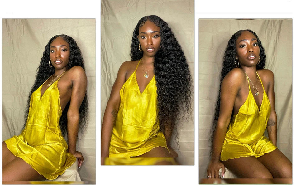 Malaysian Water Wave Bundles With Closure Wet and Wavy Curly Human Hair Bundles With Frontal Closure Remy Hair Weave Extensions