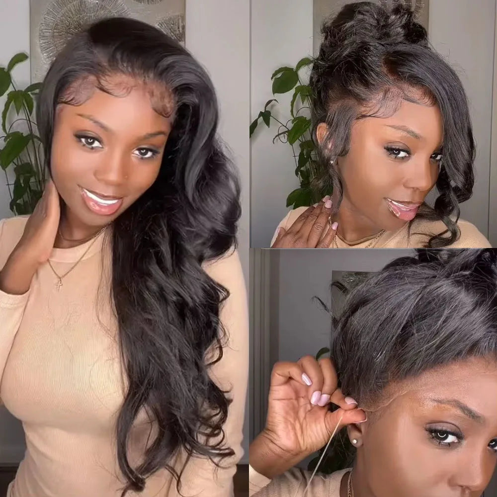 Invisible Strap 360 Full Hd Lace  Wig Body Wave Human Hair Wig 30 Inch Lace Front Wig  Drawstring 360 Frontal Wig