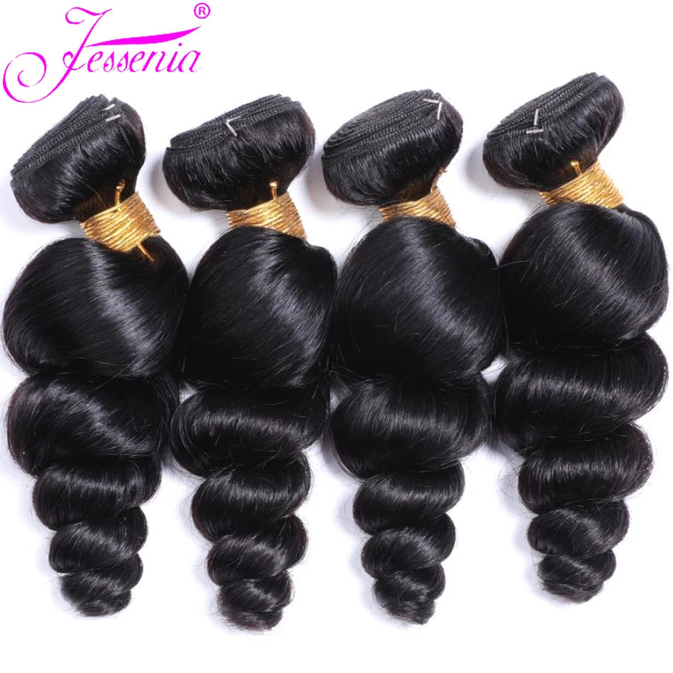 Mongolian Loose Deep Wave Bundles With Frontal Virgin 100% Human Hair 3/4Bundles And HD Lace Closure 4X4 Loose Raw Hair tissage