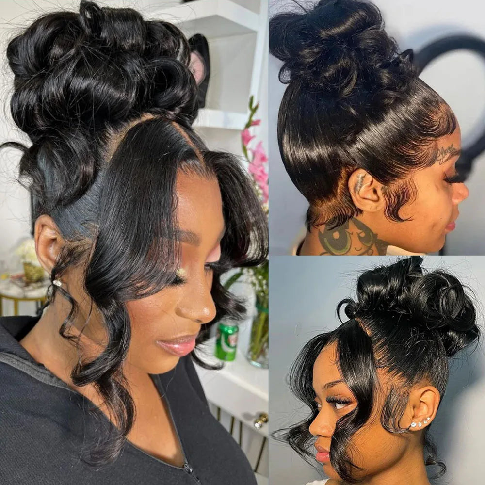 Invisible Strap 360 Full Hd Lace  Wig Body Wave Human Hair Wig 30 Inch Lace Front Wig  Drawstring 360 Frontal Wig