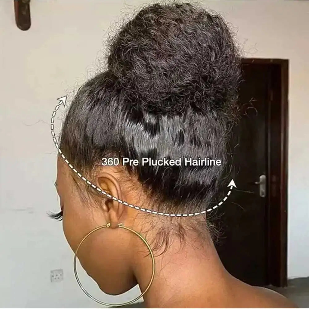 Invisible Strap 360 Full Hd Lace Glueless Wig Kinky Straight Human Hair Wig Lace Front Wig Drawstring 360 Frontal Wig 30 Inch
