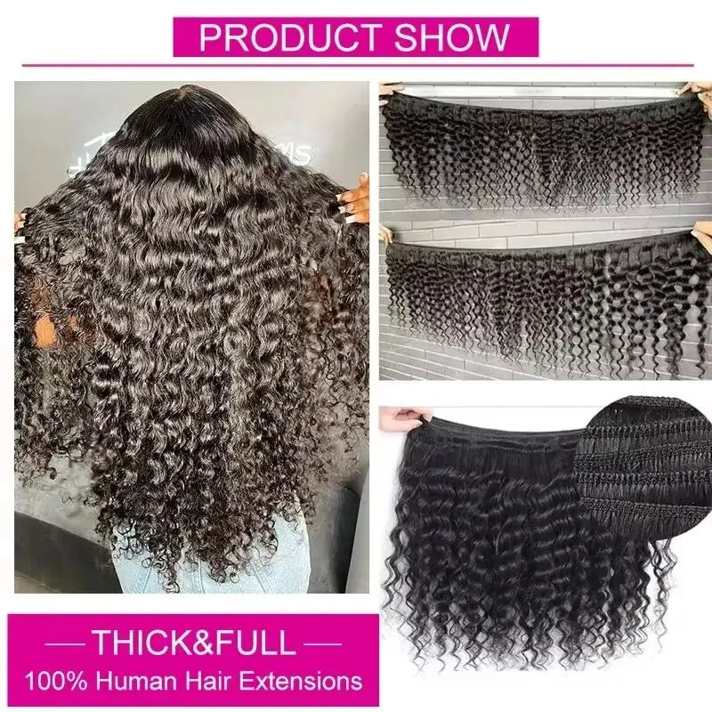 Human Hair Bundles with Closure Deep Wave 3 Bundles with 4x4 Lace Closure 100% Unprocessed Brazilian Virgin Curly Closure Bundle