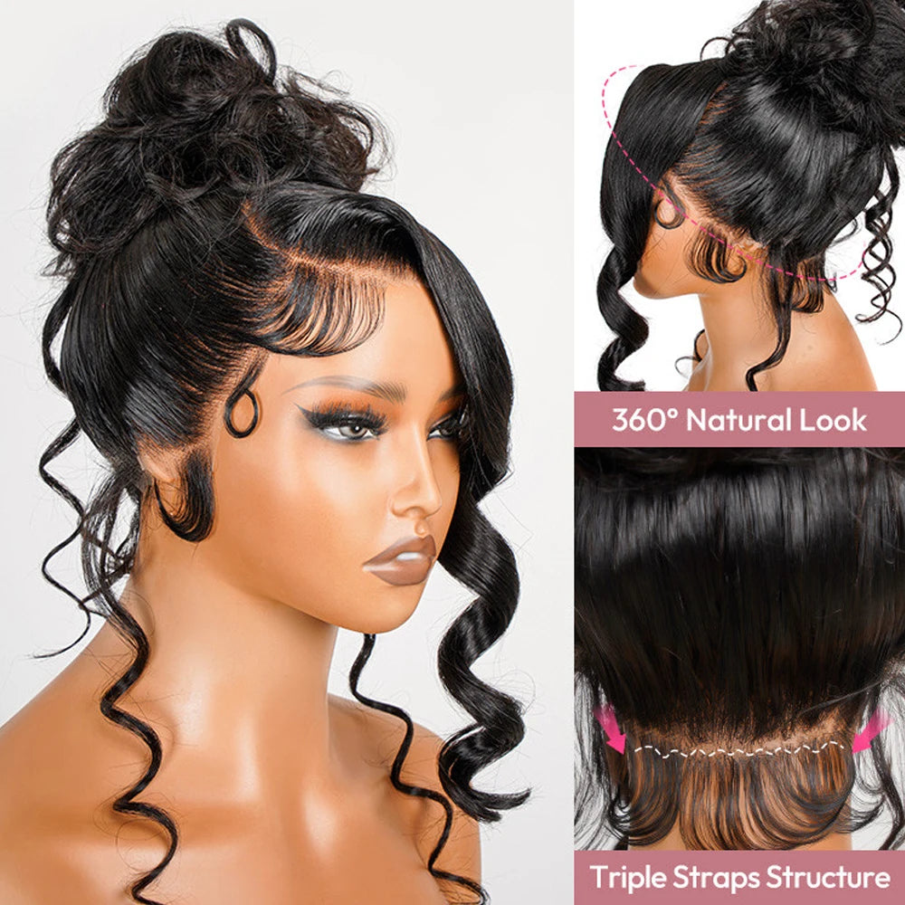 Invisible Strap 360 Full Hd Lace  Wig Body Wave Human Hair Wig 30 Inch Lace Front Wig  Drawstring 360 Frontal Wig
