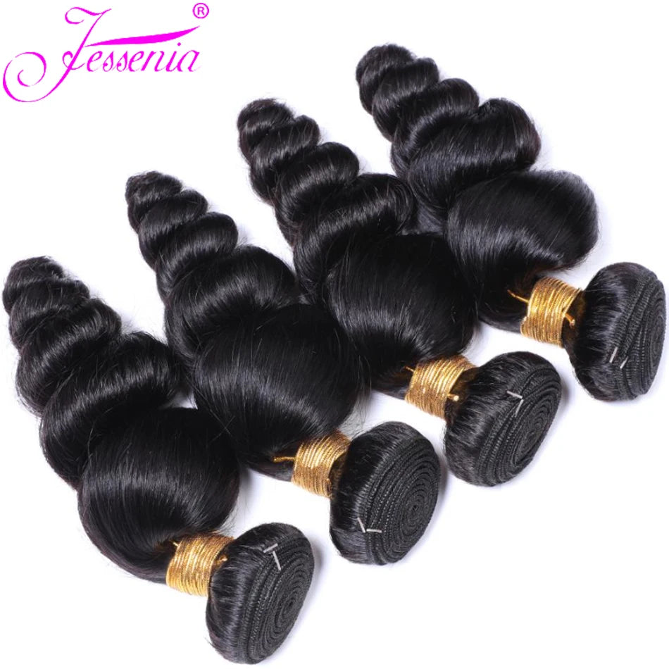 Mongolian Loose Deep Wave Bundles With Frontal Virgin 100% Human Hair 3/4Bundles And HD Lace Closure 4X4 Loose Raw Hair tissage