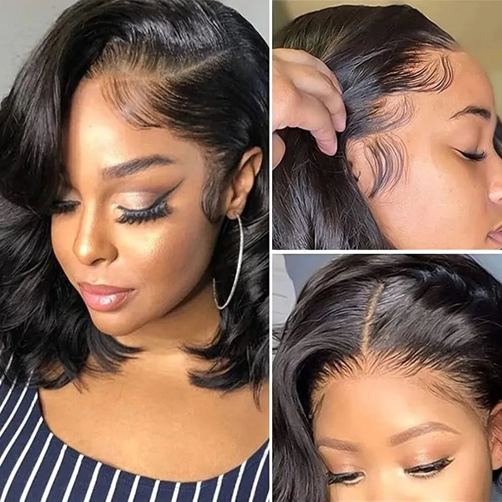 Loose Body Wave Bob Wig Human Hair 13x4 Lace Front Wig 230% Density Virgin Remy Hair Preplucked 4x4 Lace Closure Wig For Women