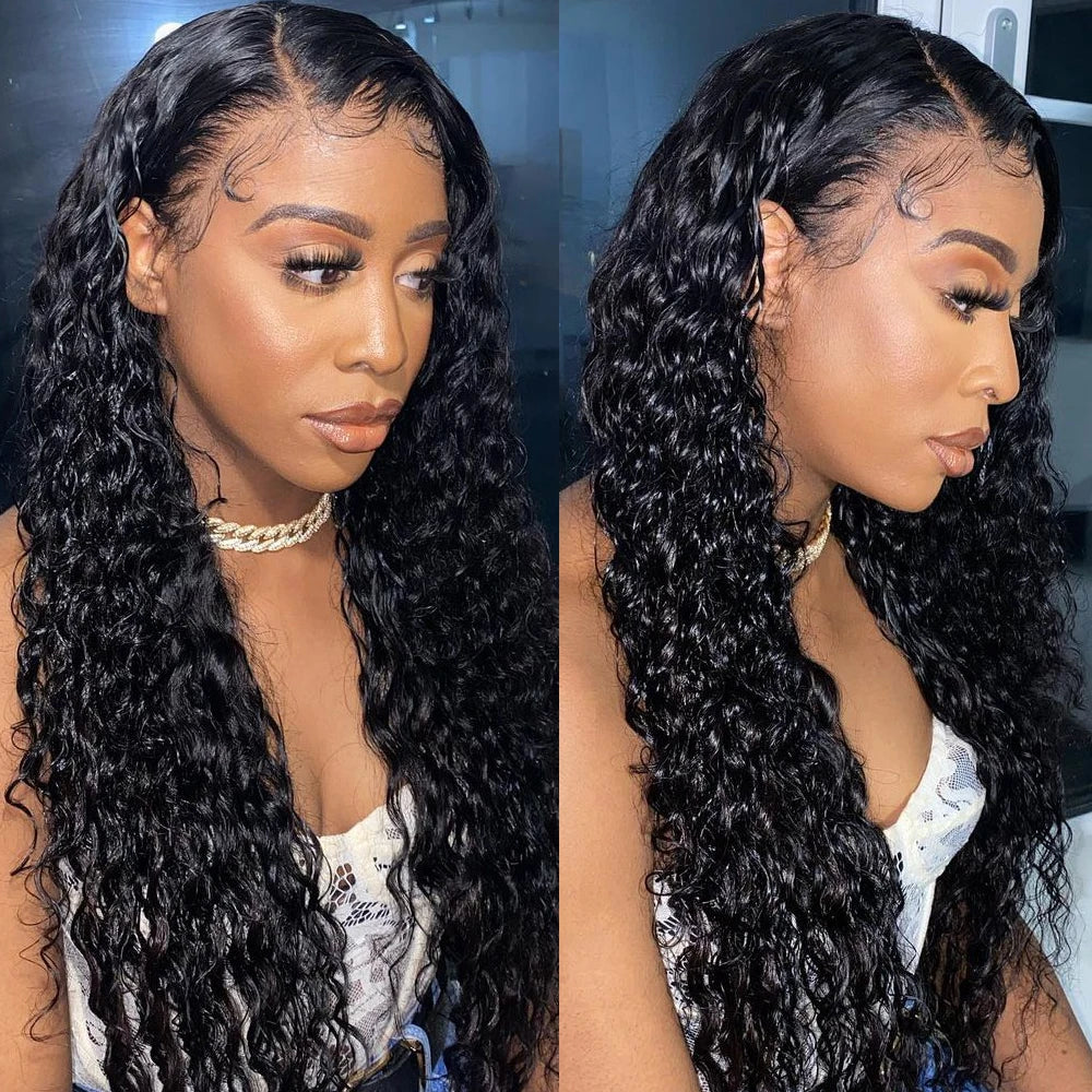 Malaysian Water Wave Bundles With Closure Wet and Wavy Curly Human Hair Bundles With Frontal Closure Remy Hair Weave Extensions