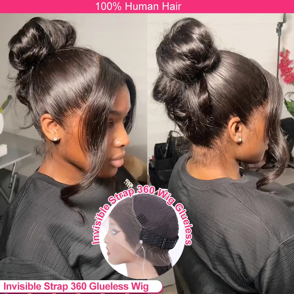 Invisible Strap 360 Full Hd Lace  Wig Body Wave Human Hair Wig 30 Inch Lace Front Wig  Drawstring 360 Frontal Wig