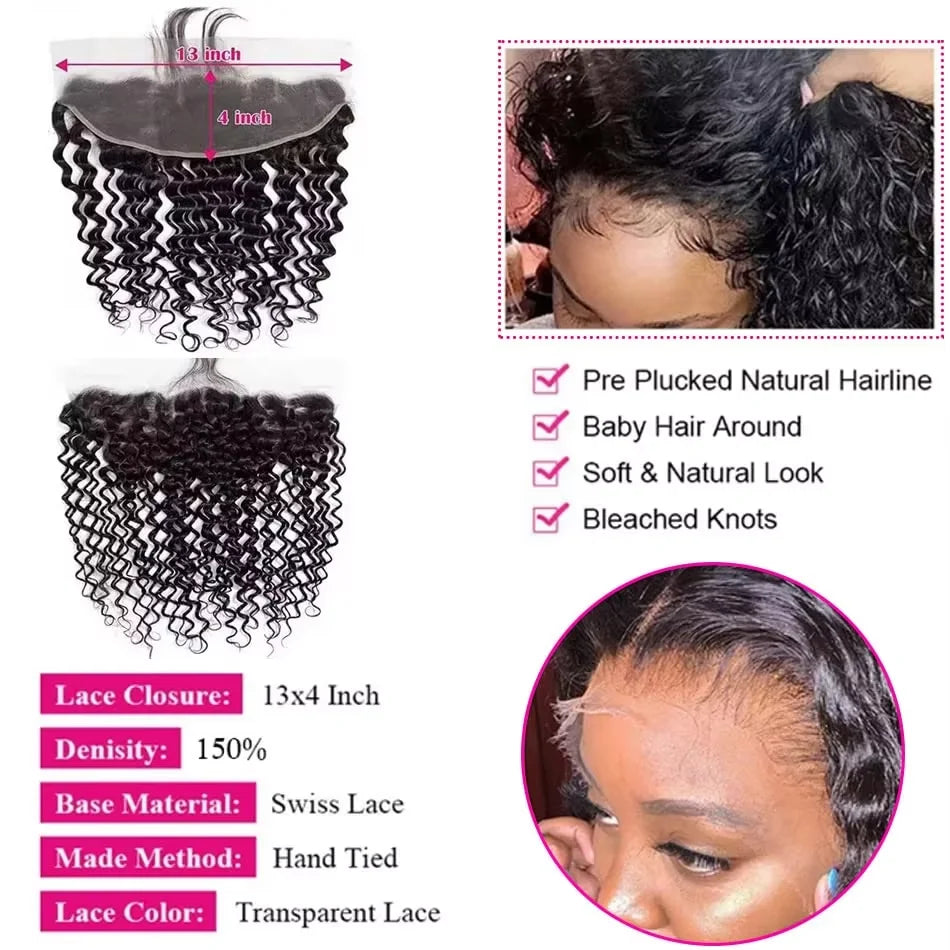 Burmese Curly Deep Wave Human Hair Bundles With 13X4 Frontal Closure Bundle Deals 100% Raw Human Hair Weaving Curly Hair Bundle