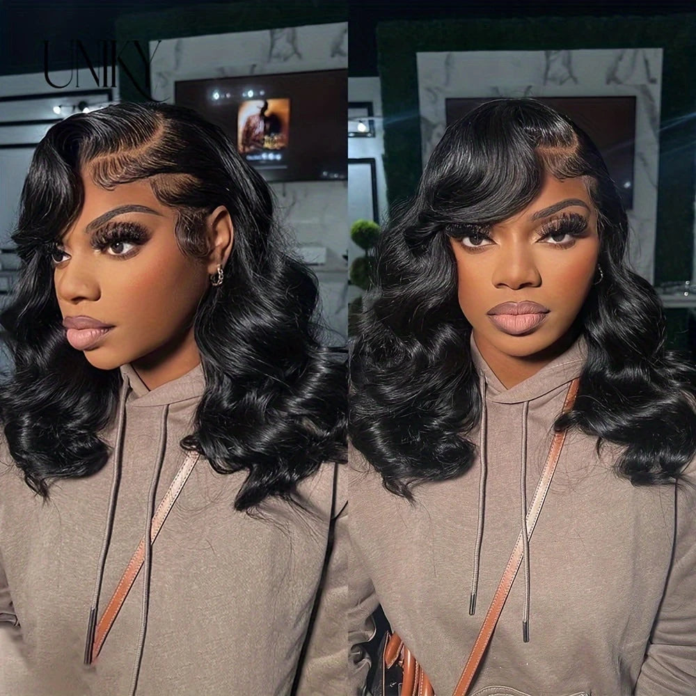 Loose Body Wave Bob Wig Human Hair 13x4 Lace Front Wig 230% Density Virgin Remy Hair Preplucked 4x4 Lace Closure Wig For Women