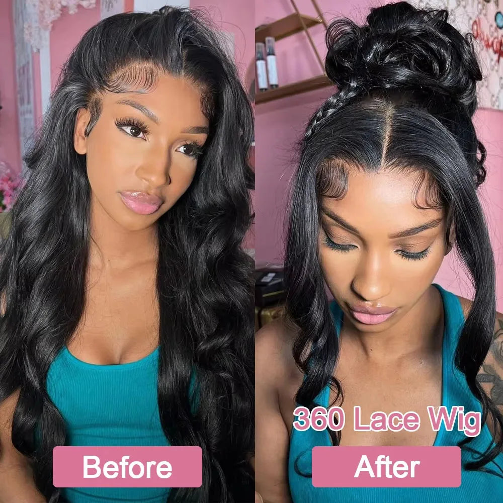 Invisible Strap 360 Full Hd Lace  Wig Body Wave Human Hair Wig 30 Inch Lace Front Wig  Drawstring 360 Frontal Wig