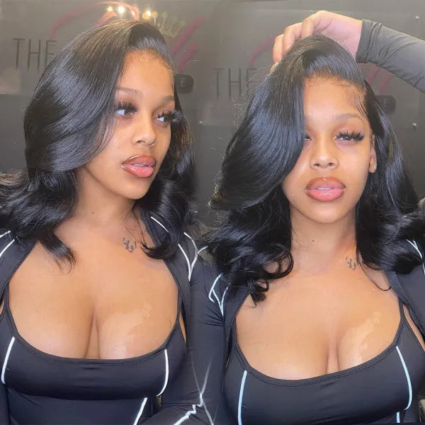 Loose Body Wave Bob Wig Human Hair 13x4 Lace Front Wig 230% Density Virgin Remy Hair Preplucked 4x4 Lace Closure Wig For Women