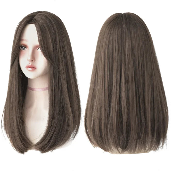 7JHHWIGS Long Straight Synthetic Light Brown Wigs With Bang For Women Heat-Resistant Daily Use Hair Hot Sell Wholesale Wigs