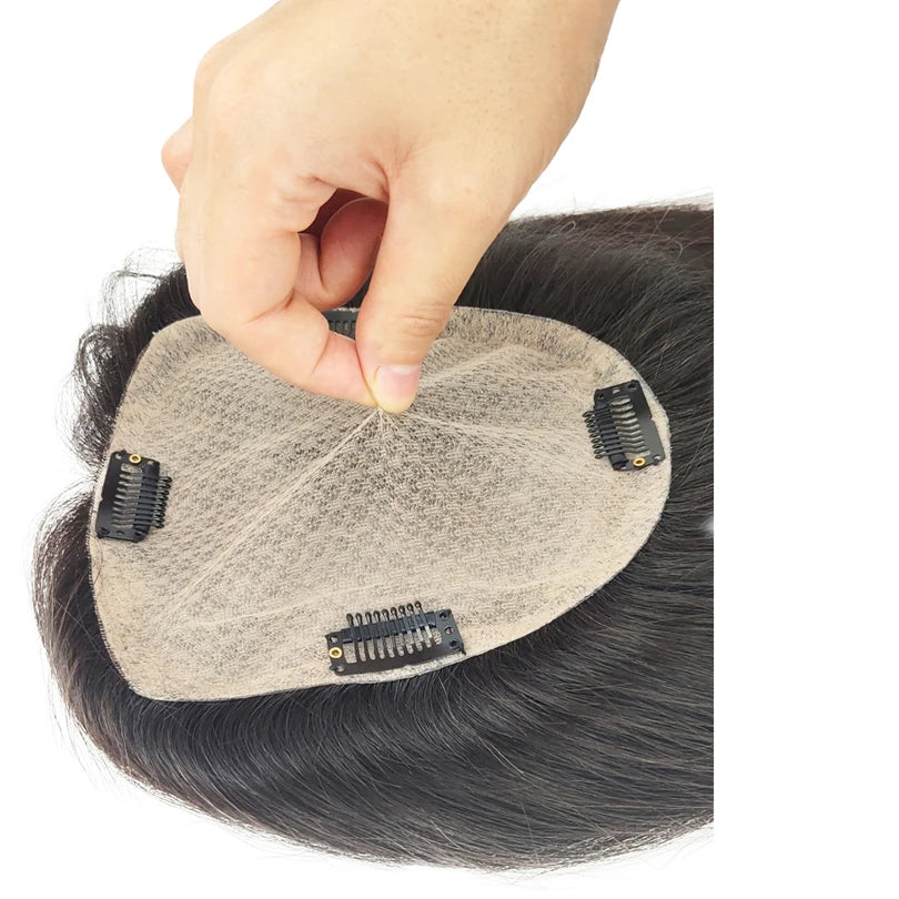 6x6 inch Injected Silk Skin Base Human Hair Women Topper Virgin European Hair Toupee Clips In Hairpiece Natural Scalp Top