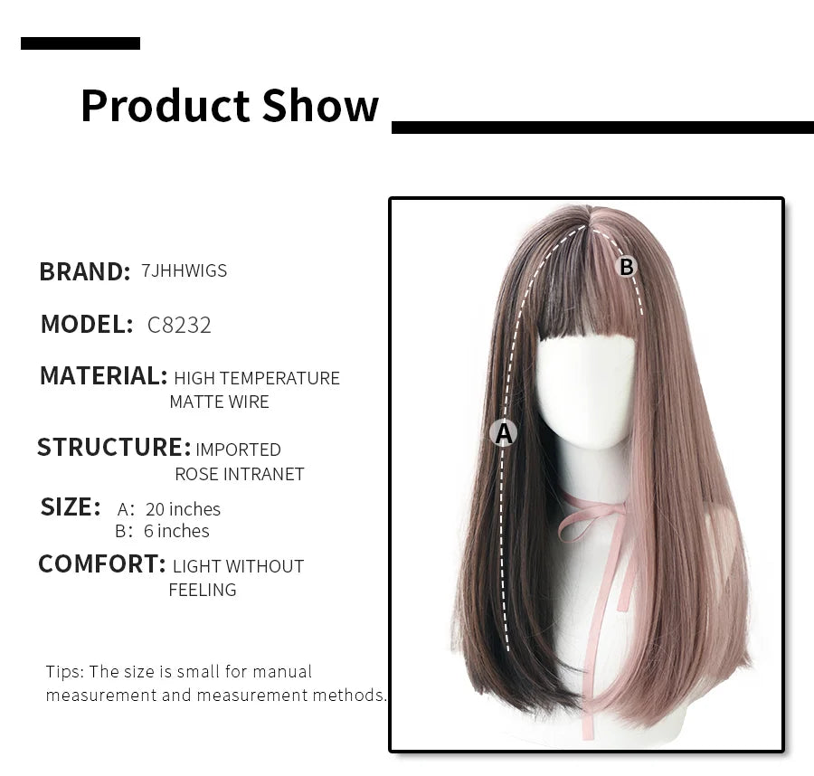 7JHHWIGS Long Straight Synthetic Light Brown Wigs With Bang For Women Heat-Resistant Daily Use Hair Hot Sell Wholesale Wigs