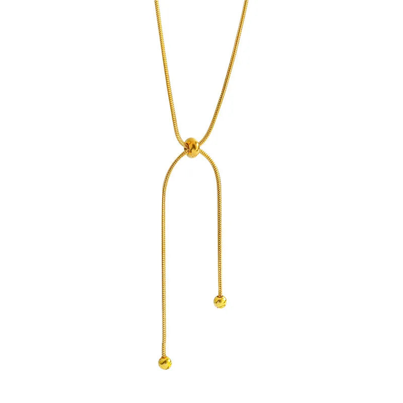 DIEYURO Stainless Steel Retro Creative Unique Design Adjustable Necklace Female Fashion Simple All-match Gold Clavicle Chain