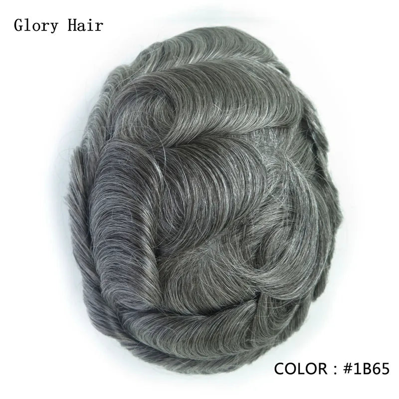 I Skin Hair Prosthesis 0.12 - 0.14 mm Indian Human Hair Multiple Sizes Toupee Men Fashion Wig Male
