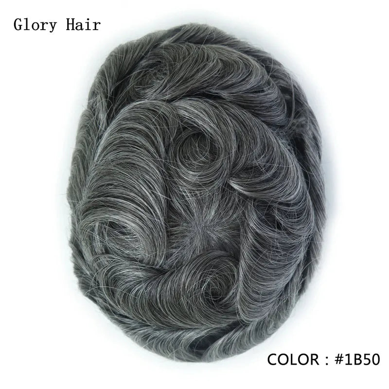 I Skin Hair Prosthesis 0.12 - 0.14 mm Indian Human Hair Multiple Sizes Toupee Men Fashion Wig Male