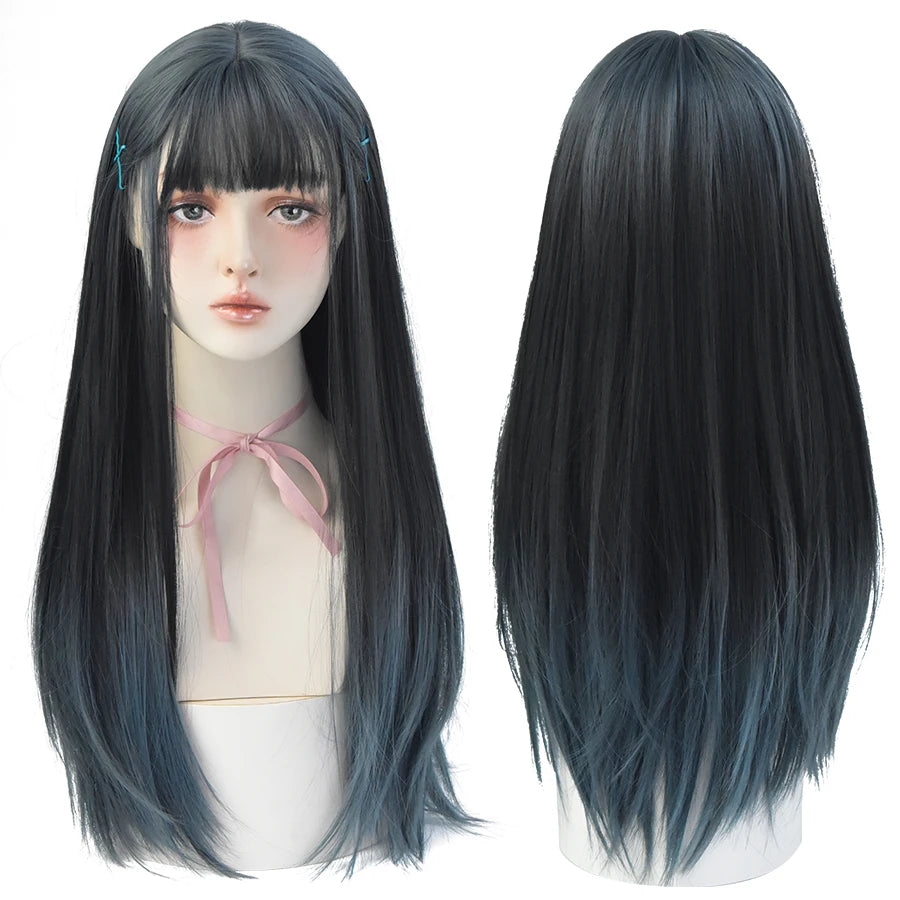 7JHHWIGS Long Straight Synthetic Light Brown Wigs With Bang For Women Heat-Resistant Daily Use Hair Hot Sell Wholesale Wigs