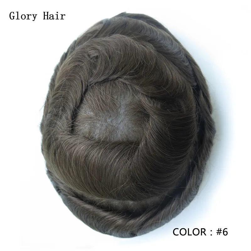 I Skin Hair Prosthesis 0.12 - 0.14 mm Indian Human Hair Multiple Sizes Toupee Men Fashion Wig Male