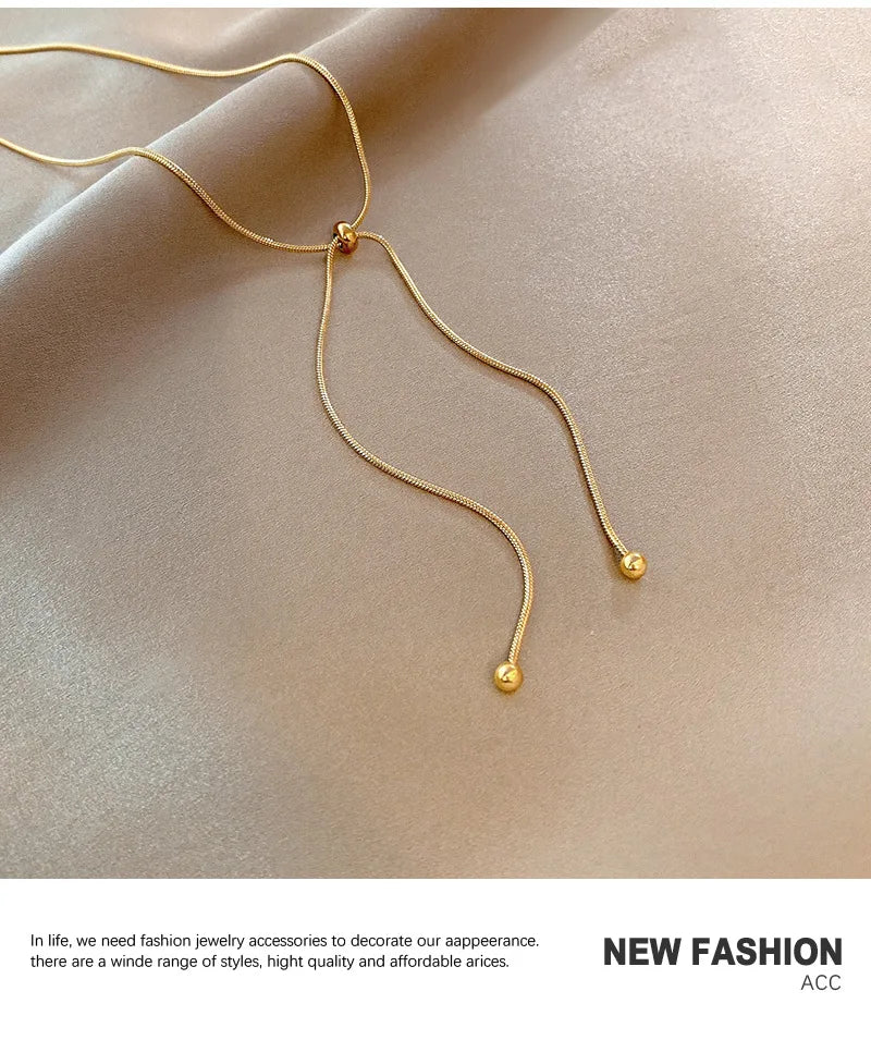 DIEYURO Stainless Steel Retro Creative Unique Design Adjustable Necklace Female Fashion Simple All-match Gold Clavicle Chain