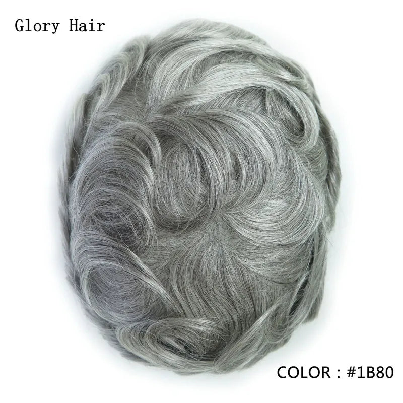 I Skin Hair Prosthesis 0.12 - 0.14 mm Indian Human Hair Multiple Sizes Toupee Men Fashion Wig Male