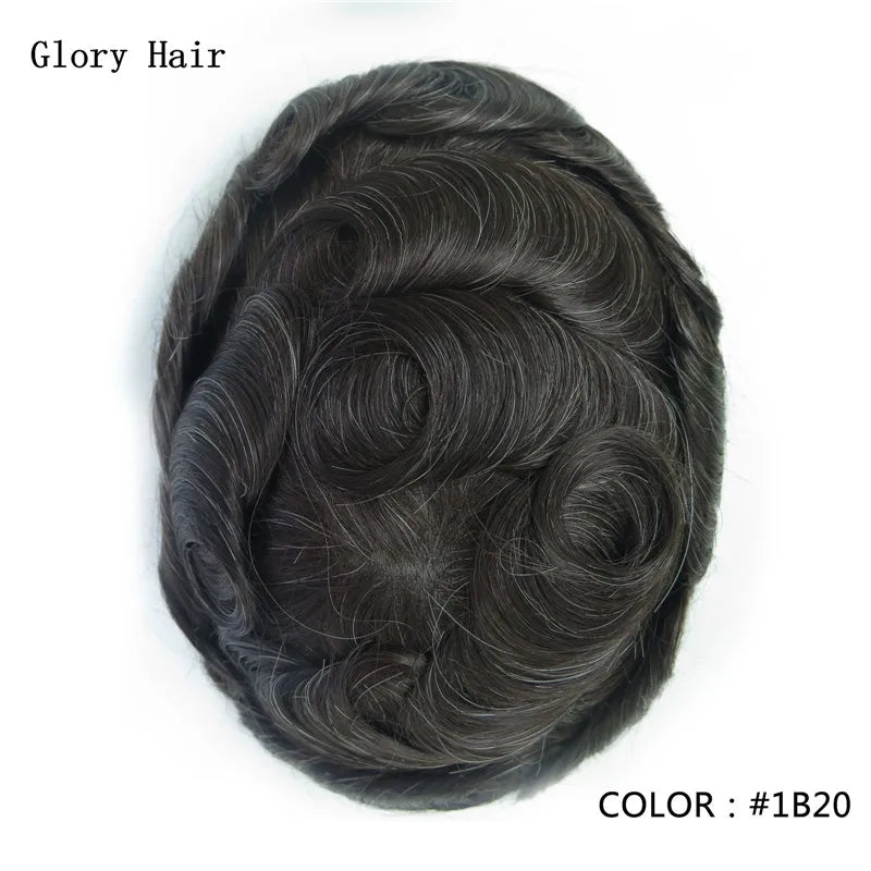 I Skin Hair Prosthesis 0.12 - 0.14 mm Indian Human Hair Multiple Sizes Toupee Men Fashion Wig Male