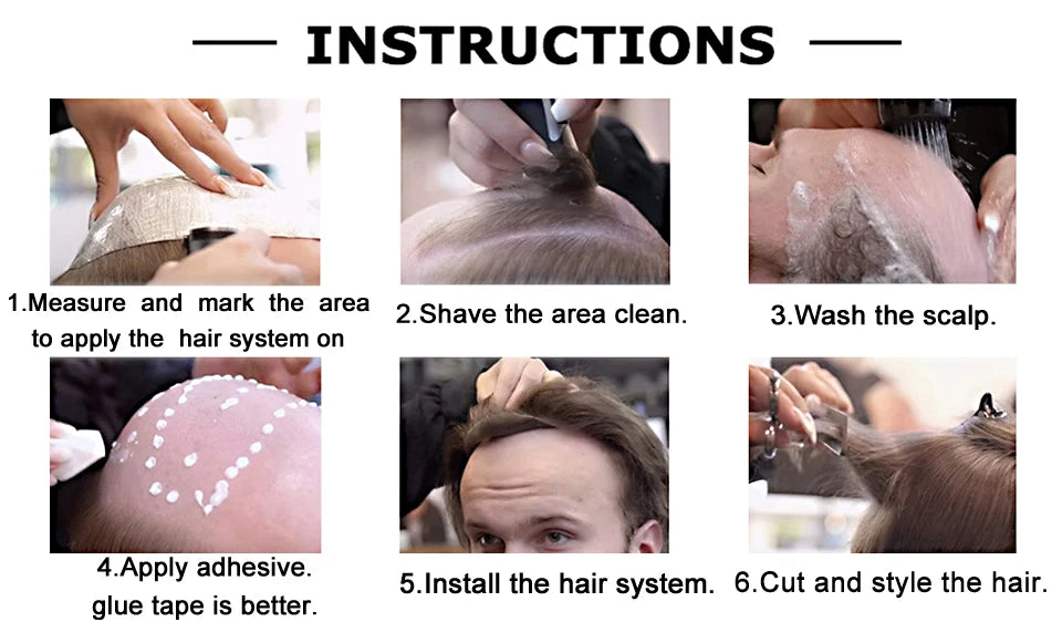 I Skin Hair Prosthesis 0.12 - 0.14 mm Indian Human Hair Multiple Sizes Toupee Men Fashion Wig Male