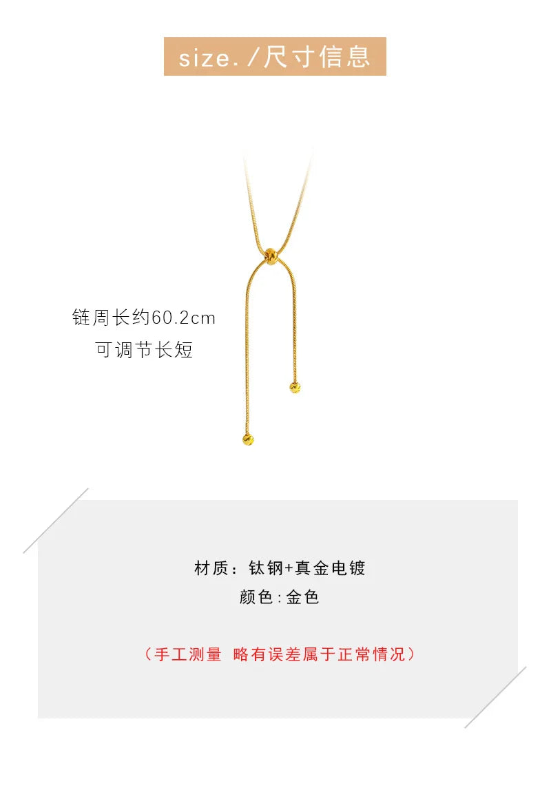 DIEYURO Stainless Steel Retro Creative Unique Design Adjustable Necklace Female Fashion Simple All-match Gold Clavicle Chain