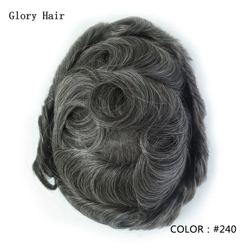 I Skin Hair Prosthesis 0.12 - 0.14 mm Indian Human Hair Multiple Sizes Toupee Men Fashion Wig Male