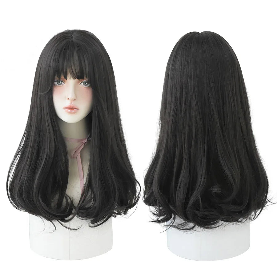 7JHHWIGS Long Straight Synthetic Light Brown Wigs With Bang For Women Heat-Resistant Daily Use Hair Hot Sell Wholesale Wigs