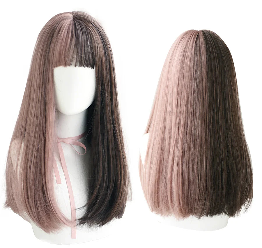 7JHHWIGS Long Straight Synthetic Light Brown Wigs With Bang For Women Heat-Resistant Daily Use Hair Hot Sell Wholesale Wigs