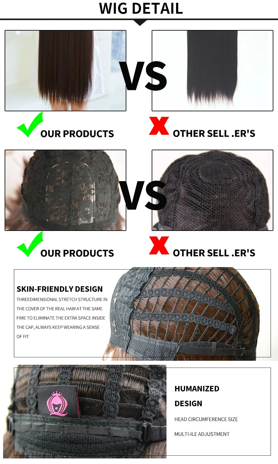 7JHHWIGS Long Straight Synthetic Light Brown Wigs With Bang For Women Heat-Resistant Daily Use Hair Hot Sell Wholesale Wigs