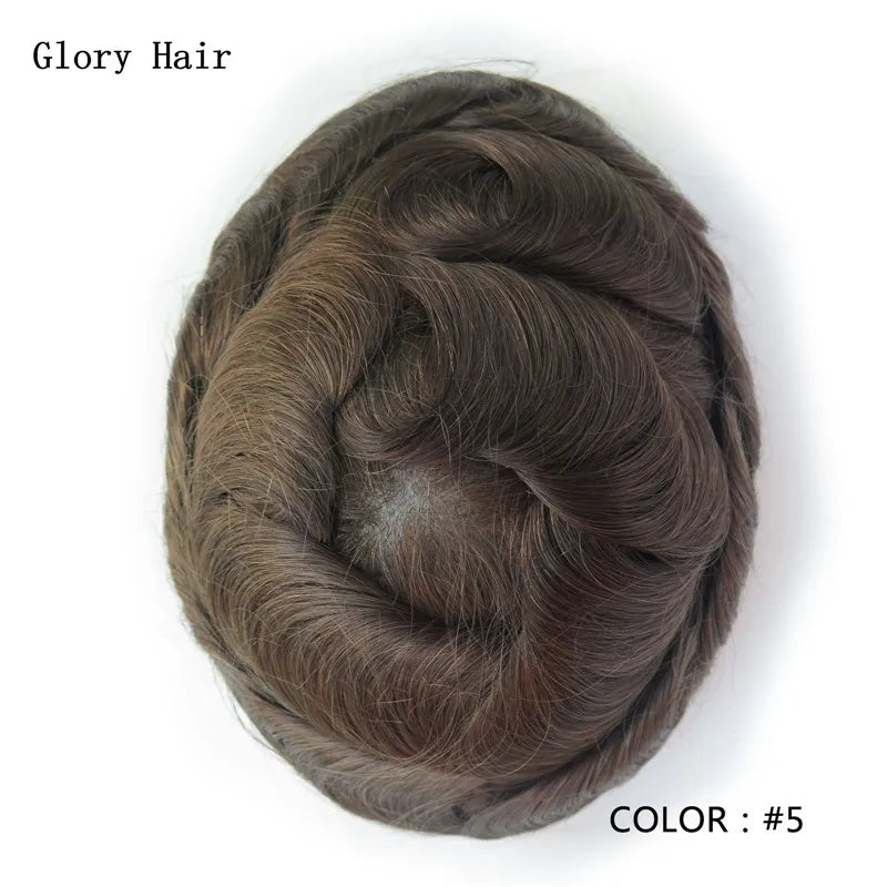 I Skin Hair Prosthesis 0.12 - 0.14 mm Indian Human Hair Multiple Sizes Toupee Men Fashion Wig Male
