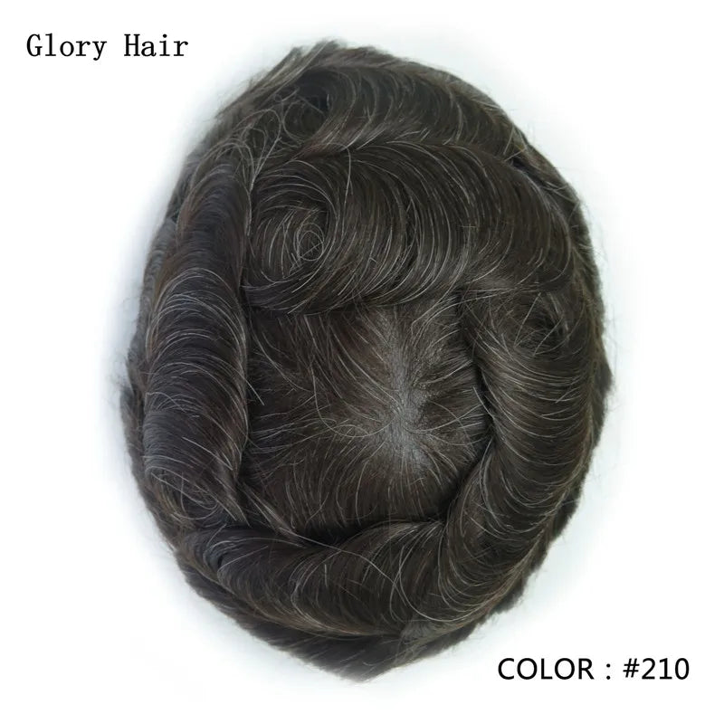 I Skin Hair Prosthesis 0.12 - 0.14 mm Indian Human Hair Multiple Sizes Toupee Men Fashion Wig Male