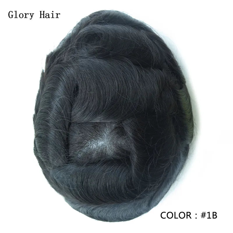 I Skin Hair Prosthesis 0.12 - 0.14 mm Indian Human Hair Multiple Sizes Toupee Men Fashion Wig Male