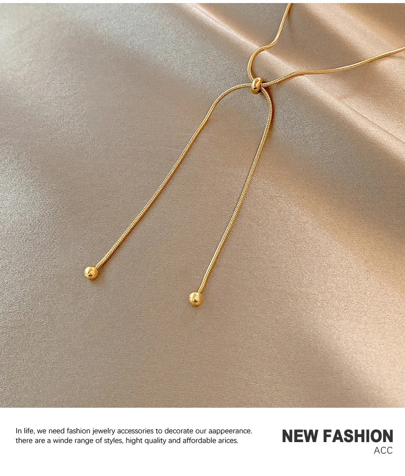 DIEYURO Stainless Steel Retro Creative Unique Design Adjustable Necklace Female Fashion Simple All-match Gold Clavicle Chain