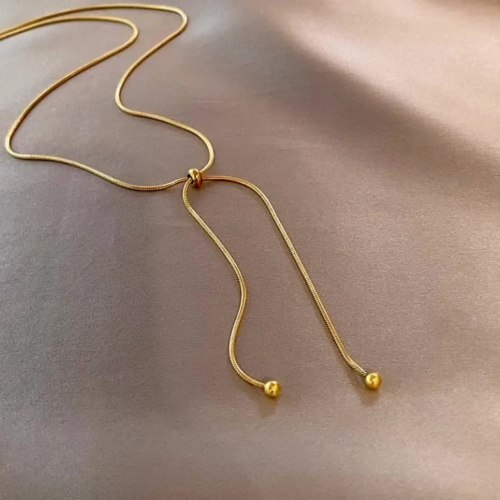 DIEYURO Stainless Steel Retro Creative Unique Design Adjustable Necklace Female Fashion Simple All-match Gold Clavicle Chain
