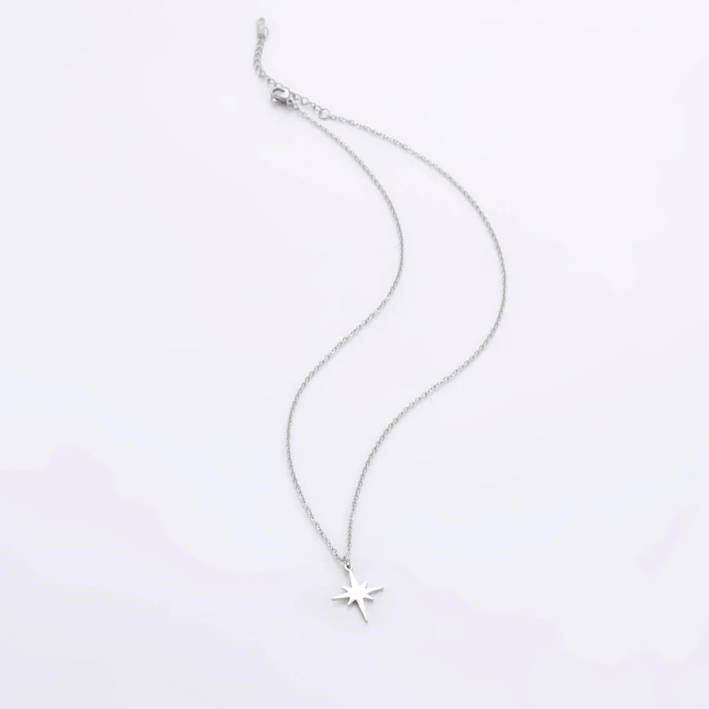 Lemegeton Simple North Star Pendant Necklace Fashion Women's Necklace Stainless Steel Starlight Choker Jewelry Lover Party Gift