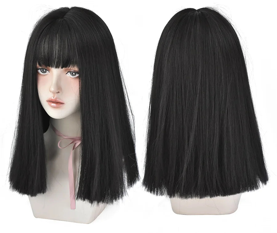 7JHHWIGS Long Straight Synthetic Light Brown Wigs With Bang For Women Heat-Resistant Daily Use Hair Hot Sell Wholesale Wigs