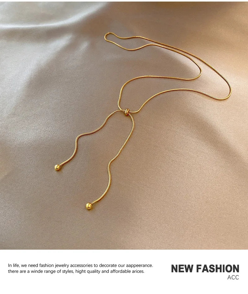 DIEYURO Stainless Steel Retro Creative Unique Design Adjustable Necklace Female Fashion Simple All-match Gold Clavicle Chain