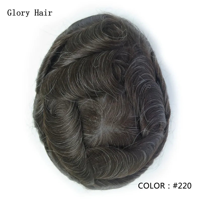 I Skin Hair Prosthesis 0.12 - 0.14 mm Indian Human Hair Multiple Sizes Toupee Men Fashion Wig Male