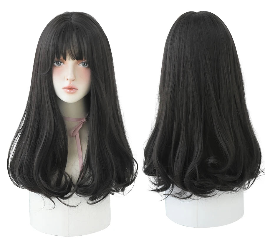 7JHHWIGS Long Straight Synthetic Light Brown Wigs With Bang For Women Heat-Resistant Daily Use Hair Hot Sell Wholesale Wigs