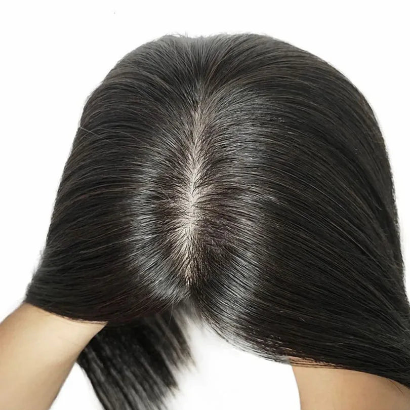 6x6 inch Injected Silk Skin Base Human Hair Women Topper Virgin European Hair Toupee Clips In Hairpiece Natural Scalp Top